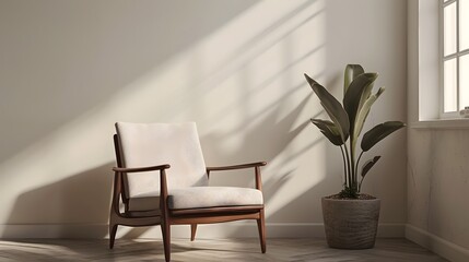 Stylish Wooden Frame and Modern Chair in Minimalist Interior Setting