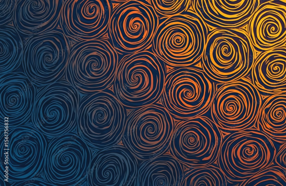 Poster abstract pattern featuring swirls in vibrant colors, retro style, modern design. dynamic wavy lines 