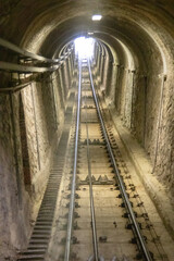 funicular tracks up a mountainside