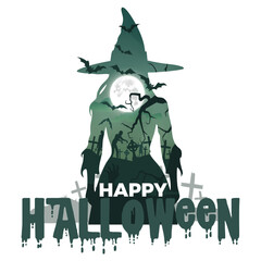 Halloween witch with double exposure effect design