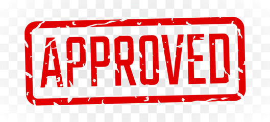 Approved stamp red ink rectangle grunge style. Vector illustration
