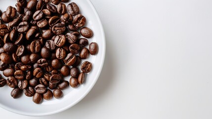 Fototapeta premium Arabica Elegance: Artistic White Background Coffee Bean Images – Glossy Roast Gradients, Textured Bean Creases, Aromatic Steam Hints, and Precision-Arranged Coffee Bean Patterns in High-Contrast Photo