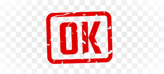 Ok stamp red ink rectangle grunge style. Vector illustration