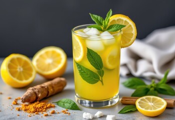 share how fresh turmeric and lemon balm iced herbal water supports digestion and refreshes the body.