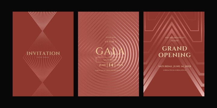 Elegant Red Geometric Gala Grand Opening Invitation Templates