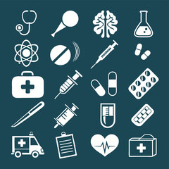 Medical icons healthcare symbols wellness and treatment vector graphics