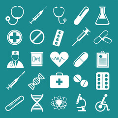 Fototapeta premium Medical icons healthcare symbols wellness clinic doctor health pharmacy