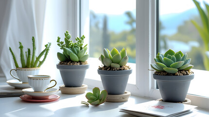 Small succulent flower pot Created with Generative AI technology