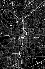 Fototapeta premium USA Georgia Atlanta City Minimalist Street Road Line Art Monochrome Black and White Aesthetic Decoration Map