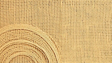 Tan woven material with a semicircular bundle of tan reeds