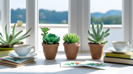 Small succulent flower pot Created with Generative AI technology