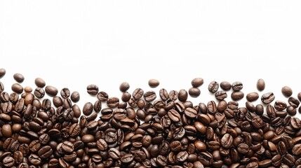 Arabica Elegance: Artistic White Background Coffee Bean Images – Glossy Roast Gradients, Textured Bean Creases, Aromatic Steam Hints, and Precision-Arranged Coffee Bean Patterns in High-Contrast Photo