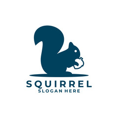 Squirrel simple logo design vector. Squirrel eat logo design