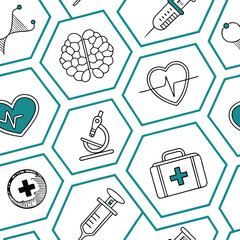 Medical icons seamless pattern healthcare health and medicine line art design