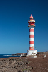 Red and white lighthouse in Madeira Portugal