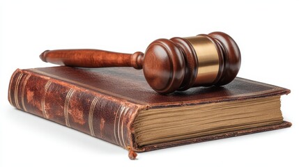 Legal Practice. Lawyer Holding Gavel next to Law Book for Justice and Law Concept