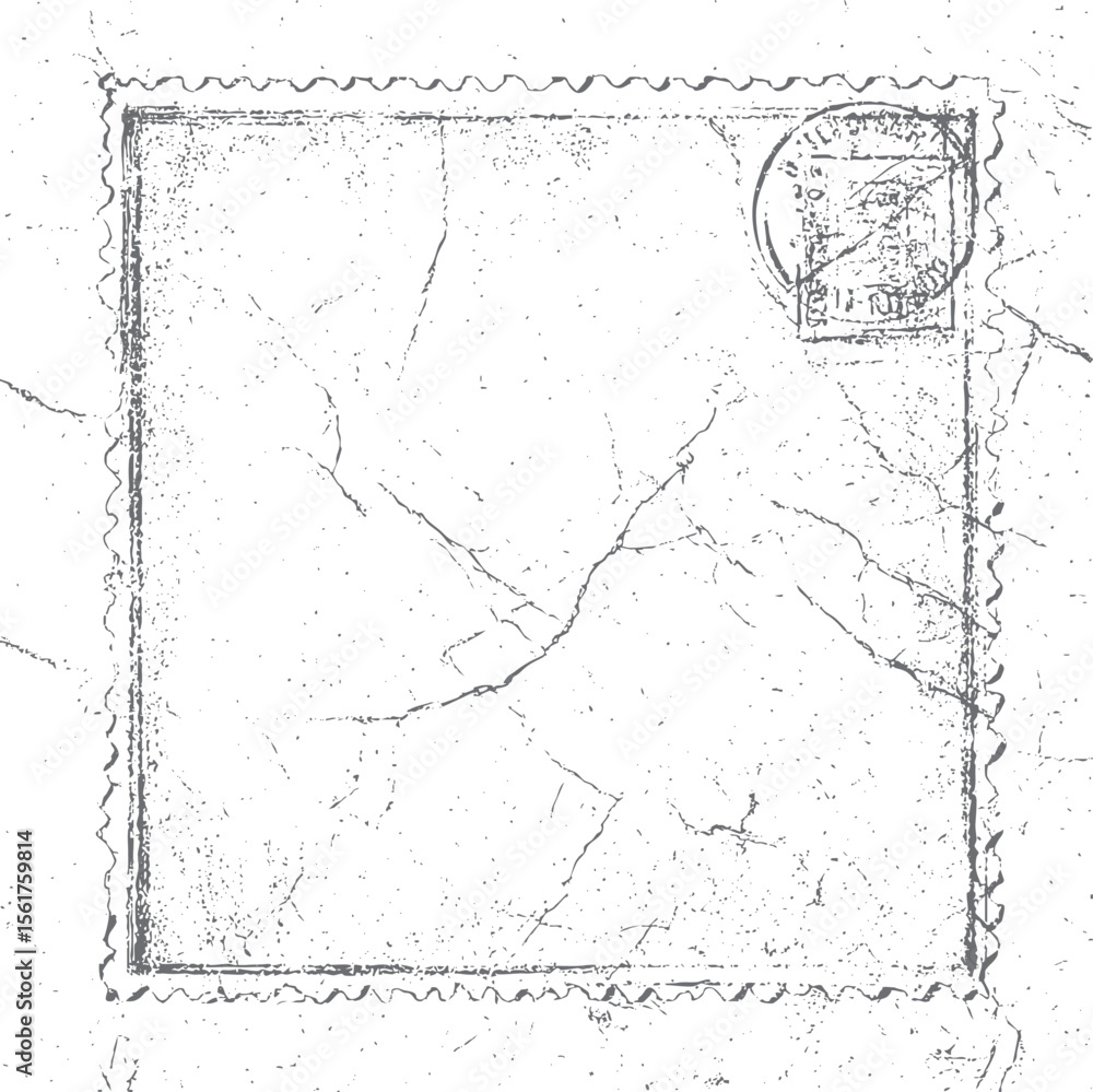 Poster distressed square grunge frame texture vector. rough vintage border with scratch marks and worn edge