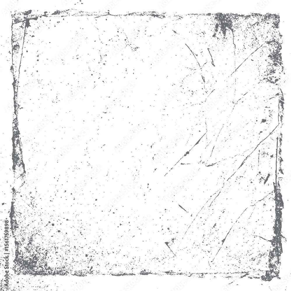 Poster grunge square border texture vector with scratches. distressed vintage frame design featuring worn e