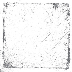 Grunge square border texture vector with scratches. Distressed vintage frame design featuring worn edges and rough overlay for retro background art.
