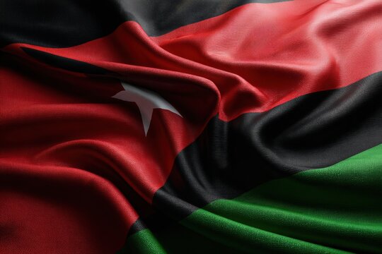 Waving flag of South Sudan with vibrant colors in close-up view showcasing national pride and identity - Powered by Adobe