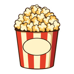Popcorn Tub Vector Illustration with Red and White Stripes