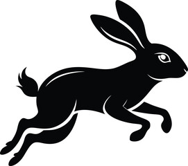 A charming collection of black silhouette rabbits, capturing the gentle and curious nature of bunnies