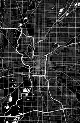 USA Indiana Indianapolis City Minimalist Street Road Line Art Monochrome Black and White Aesthetic Decoration Map