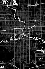 USA Iowa Des Moines City Minimalist Street Road Line Art Monochrome Black and White Aesthetic Decoration Map