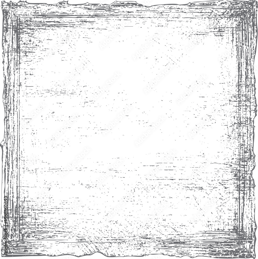 Poster vintage square grunge frame texture vector. distressed border with worn sketch lines and rough surfa