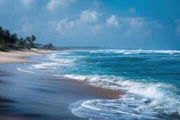 Liberia Africa - Beautiful Beach with Sea and Sky, Tranquil Ocean Waves and Sandy Coastline