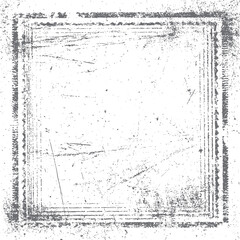 Vintage square grunge frame texture vector. Distressed border with worn sketch lines and rough surface effect for old photo retro background art.
