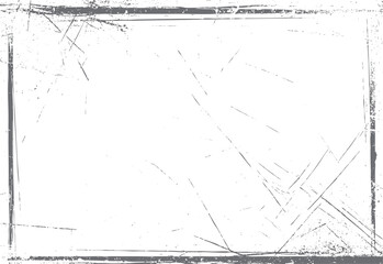 Grunge vintage frame texture vector design. Scratched border with distressed overlay effect for old photo style and retro damaged background art.
