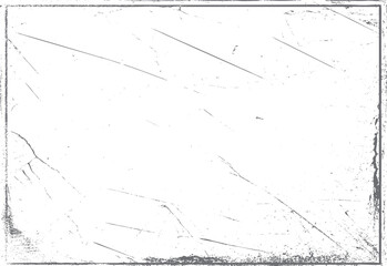 Grunge frame texture vector with scratched border effect. Distressed vintage background element for retro photo edges and damaged surface design.
