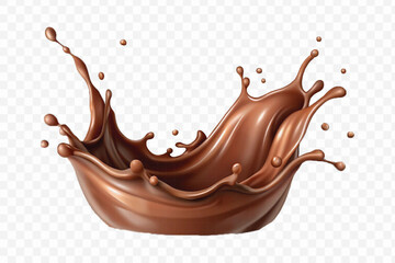 realistic 3d smooth liquid chocolate and milk splashes in different style isolated on transparent background	
