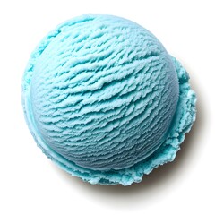 Delicious Single Scoop of Light Blue Ice Cream on White Background Perfect for Summer Dessert Menu Design