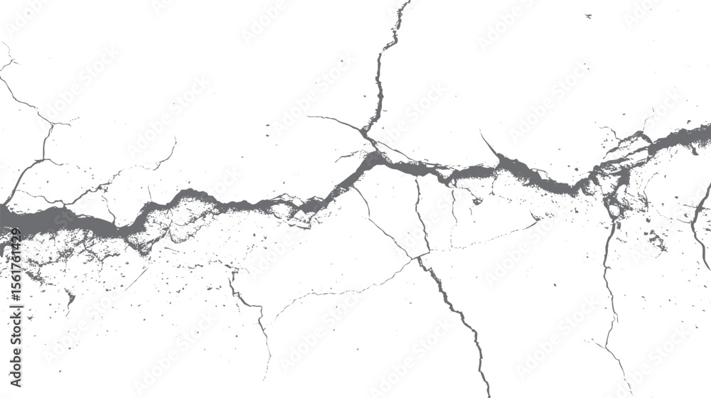 Poster cracked grunge texture vector design element. broken concrete surface with fracture lines and distre