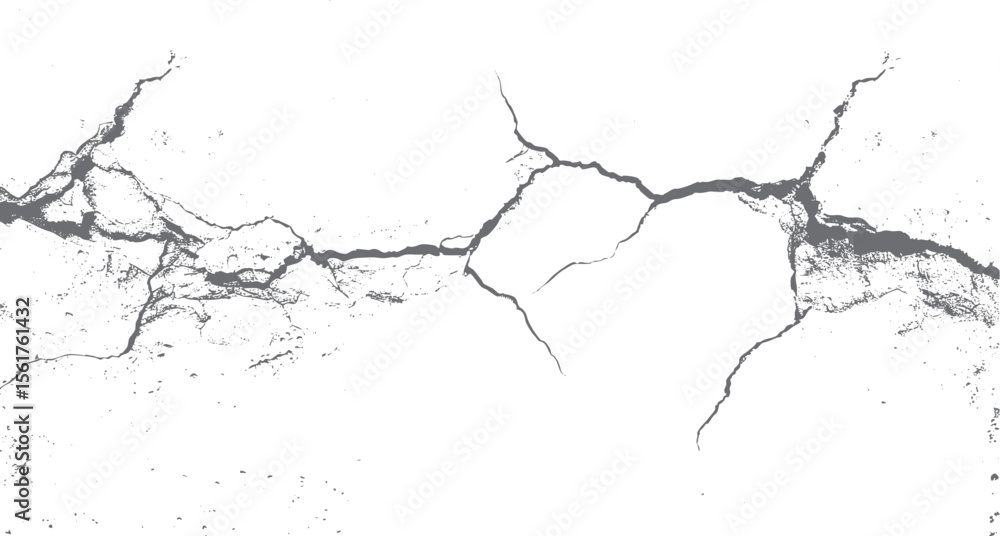 Poster cracked grunge texture vector design element. broken concrete surface with fracture lines and distre