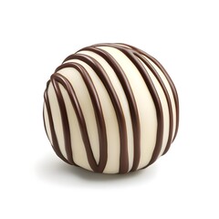 Delicious White Chocolate Candy Drizzled with Dark Chocolate Stripes Isolated on White Background