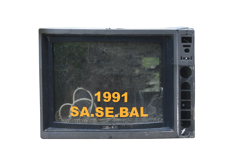  Old vintage TV set isolated on white background. 