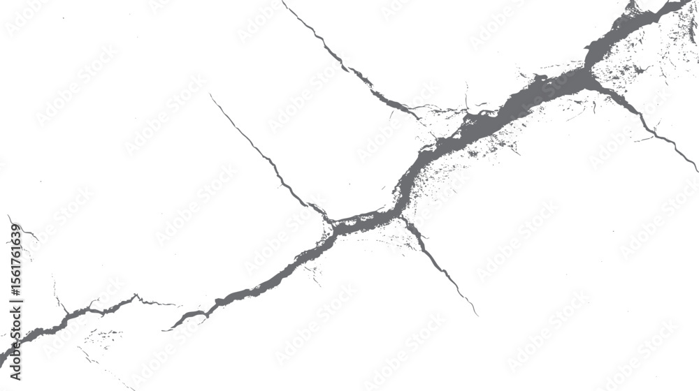 Poster grunge cracked wall texture vector background. distressed concrete surface design with rough fractur