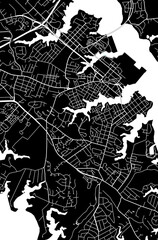 USA Maryland Annapolis Black Version City Minimalist Street Road Line Art Monochrome Black and White Aesthetic Decoration Map