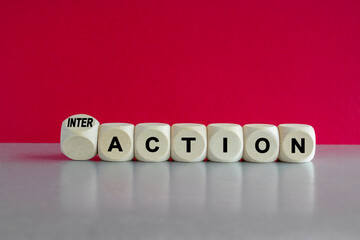 Action or interaction symbol. Turned a dice and changes the word action to interaction . Beautiful...
