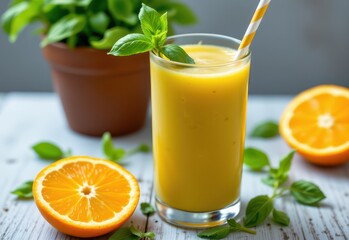 discuss how fresh basil and orange juice blend supports digestion and vitamin intake in summer.
