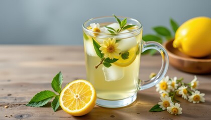 describe how fresh chamomile and lemon balm iced tea relaxes the digestive system and cools the body.