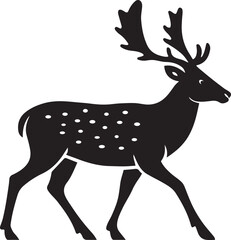 Spotted deer black and white silhouette simple, Wildlife figure for nature design