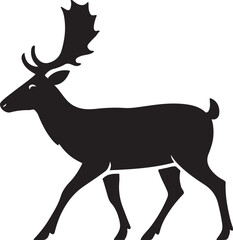 Obraz premium Deer profile silhouette simple black design, Elegant antlered animal vector graphic