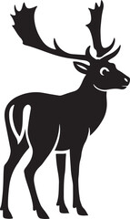 Deer black silhouette elegant clean design, Forest animal vector for graphic art