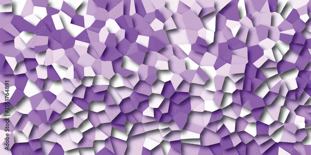 Poster abstract mosaic design featuring shades of purple and white creating a unique geometric artistic pat