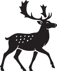 Walking deer elegant black silhouette design, Forest creature in stylish pose