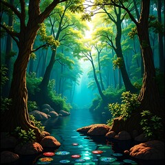 tropical forest in the morning